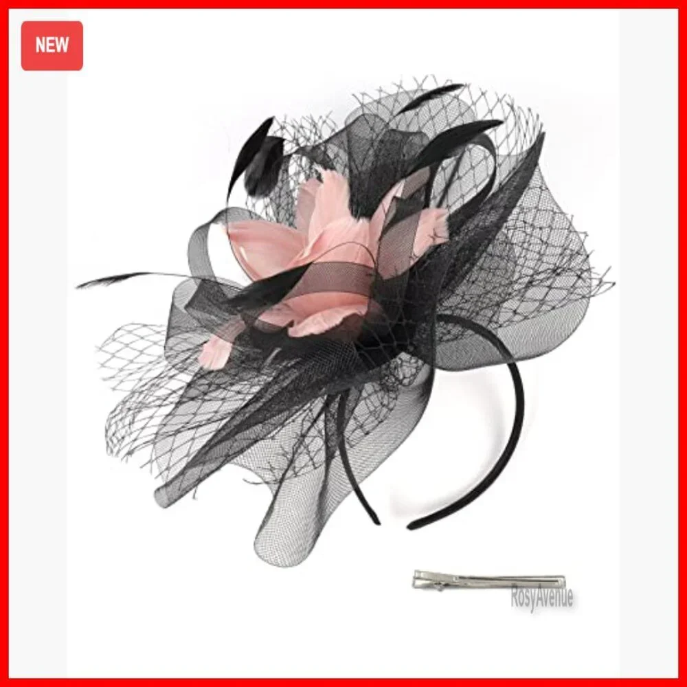 Feather Flower Fascinator Hat with Clip for Derby Wedding Church Tea Party